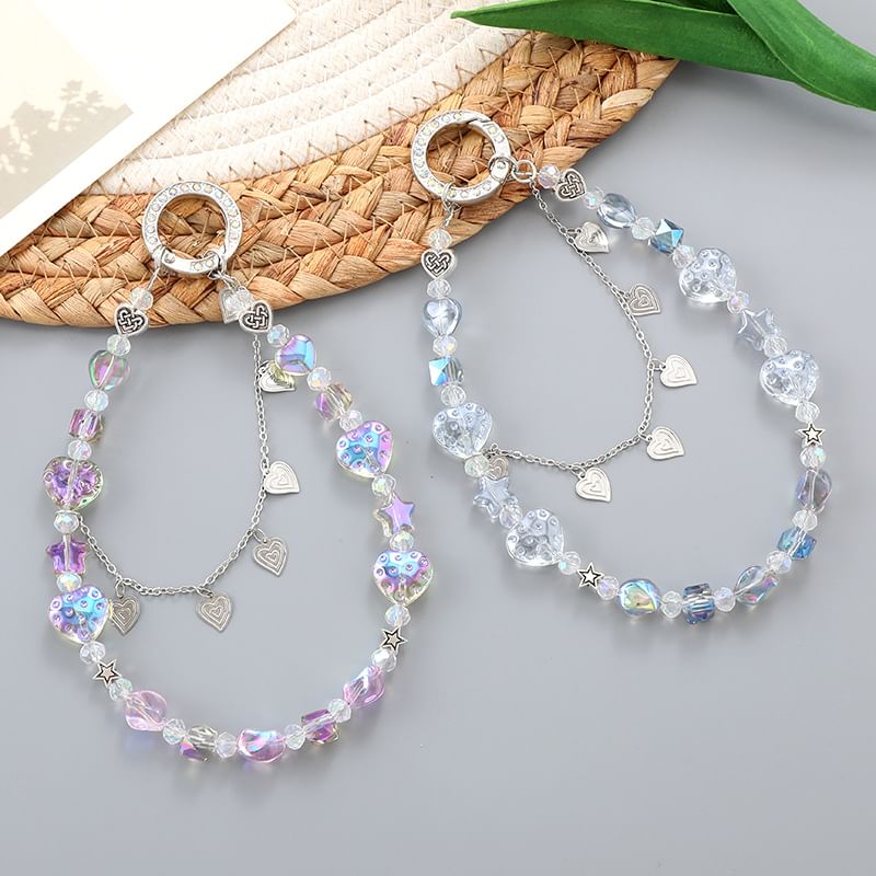 Crystal Phone Faux Heart Strap