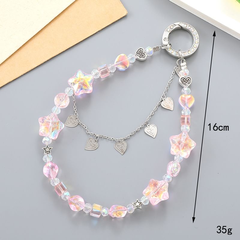 Crystal Phone Faux Heart Strap