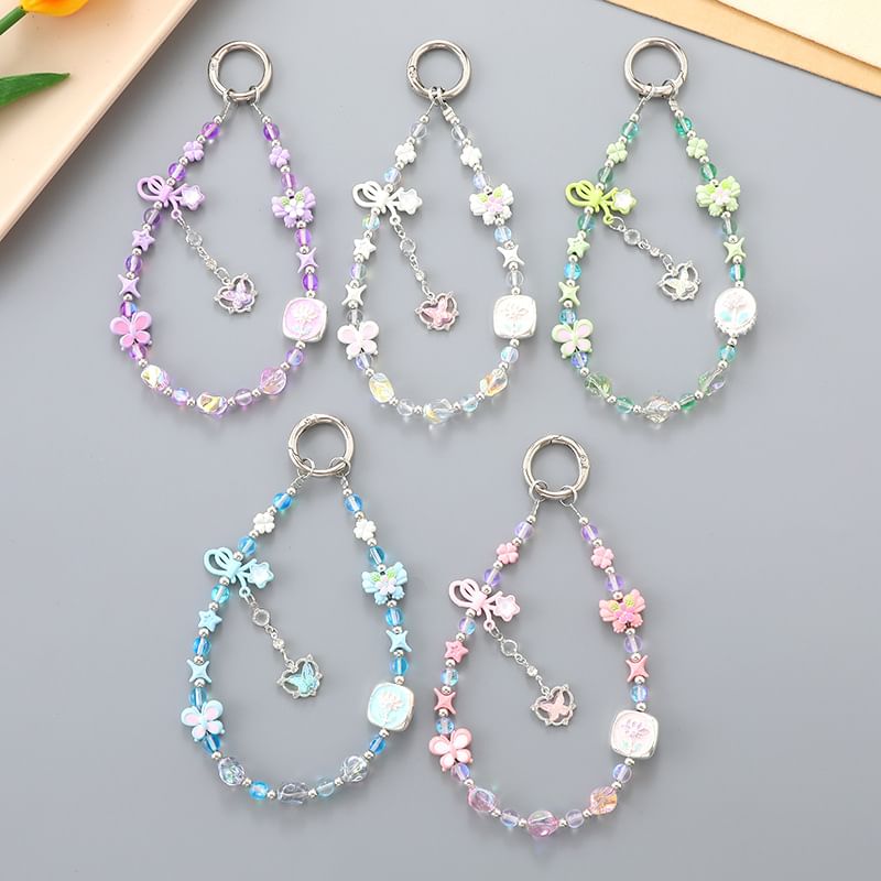 Phone Strap Crystal Faux Clover Bow