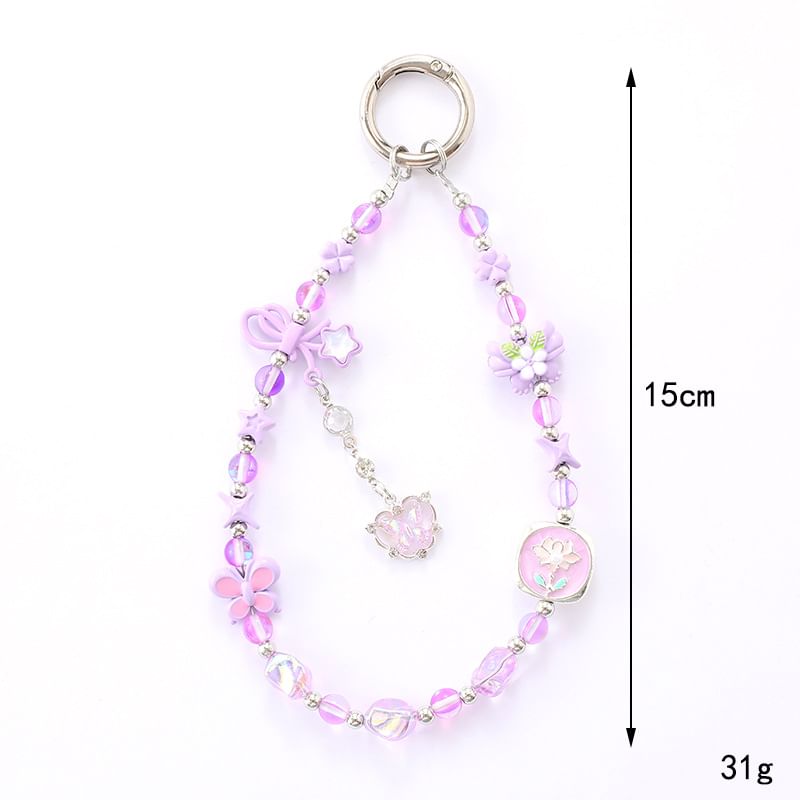 Phone Strap Crystal Faux Clover Bow
