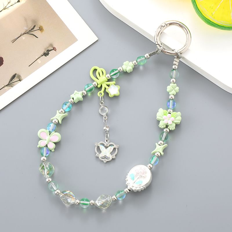 Phone Strap Crystal Faux Clover Bow