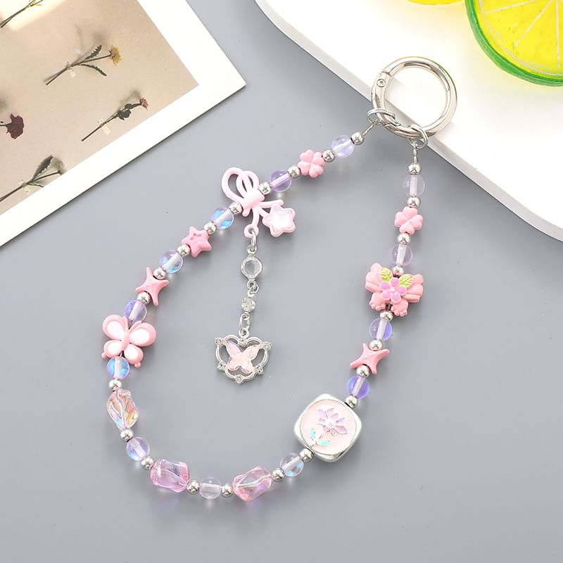 Phone Strap Crystal Faux Clover Bow
