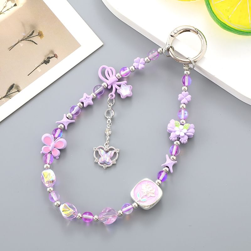 Phone Strap Crystal Faux Clover Bow