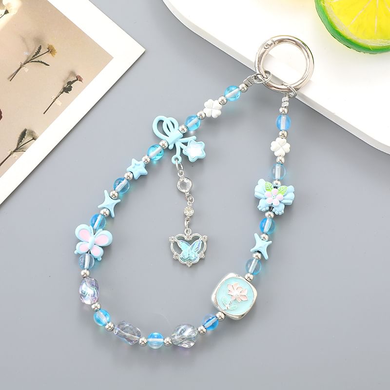 Phone Strap Crystal Faux Clover Bow