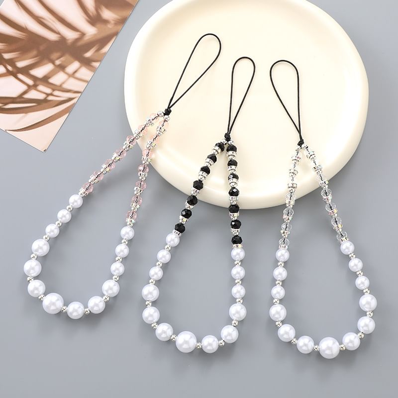 Pearl Rhinestone Faux Strap Phone