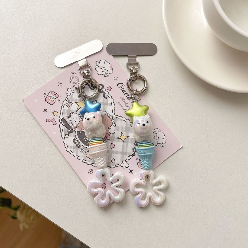 with Lanyard Phone Charm Cream Floral Designs) Pad Ice (Various