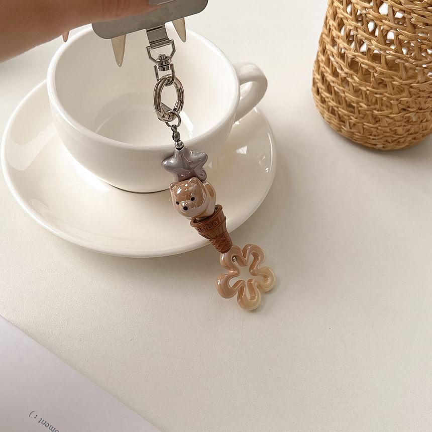 with Lanyard Phone Charm Cream Floral Designs) Pad Ice (Various