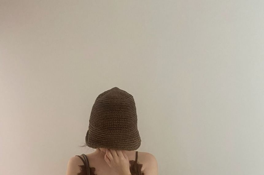 Strap Lace Plain Spaghetti Cami Top V-Neck