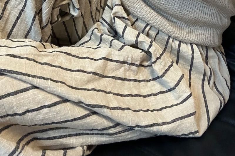 High Pants Waist Plain Wide Leg Striped