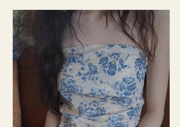 Floral Tube Print Top Sleeveless