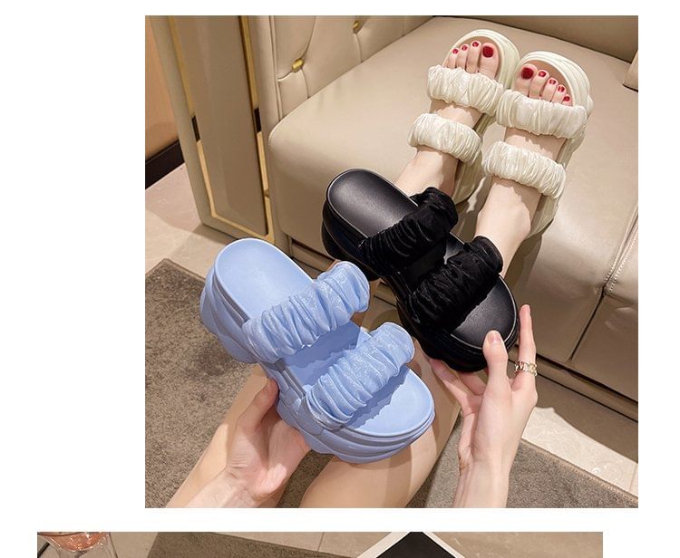 Slide Ruched Sandals Platform