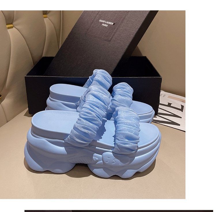 Slide Ruched Sandals Platform