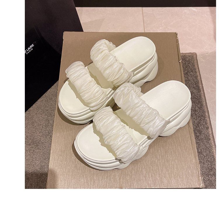 Slide Ruched Sandals Platform