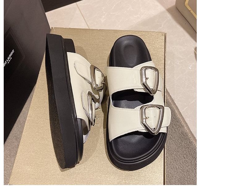 Sandals Slide Buckled Platform