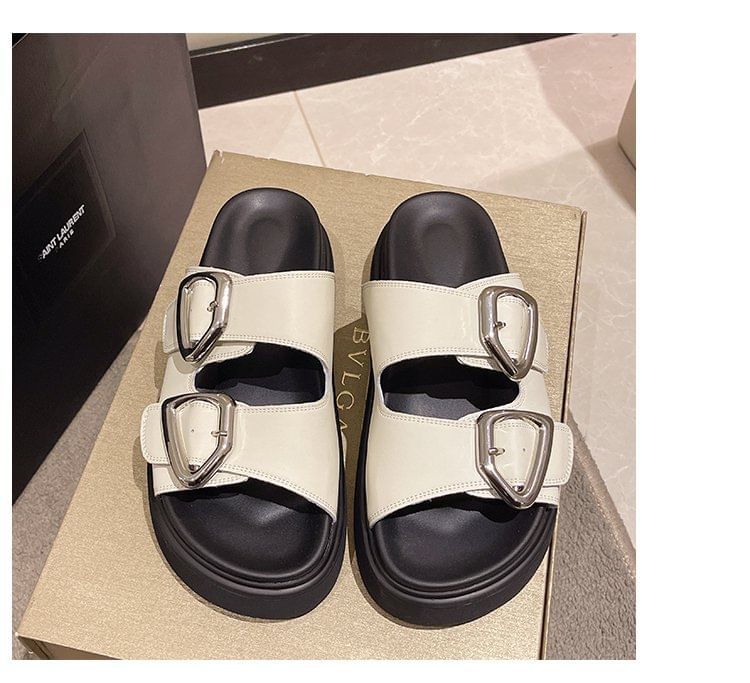 Sandals Slide Buckled Platform
