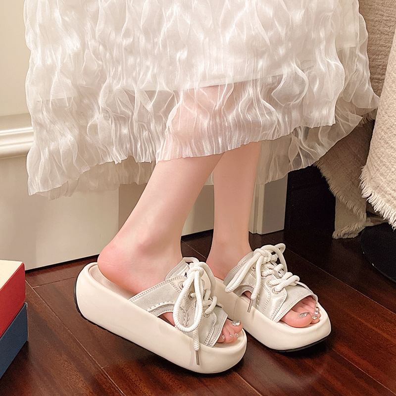 Sandals Platform Lace-Up Slide