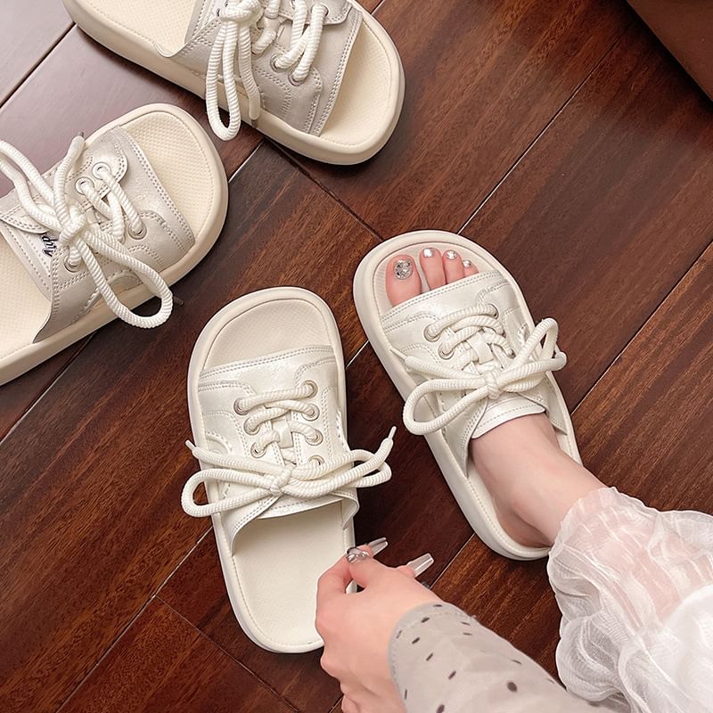 Sandals Platform Lace-Up Slide