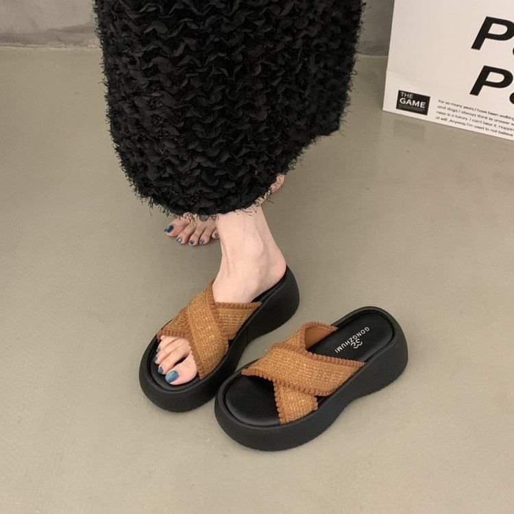 Sandals Cross Platform Slide Strap