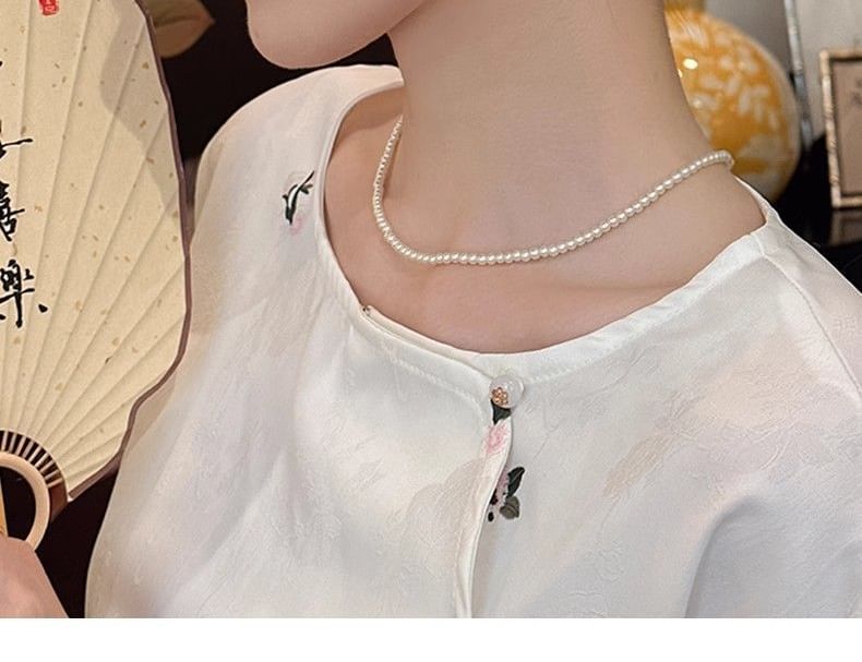 Floral Earring Pipa Drop Enamel