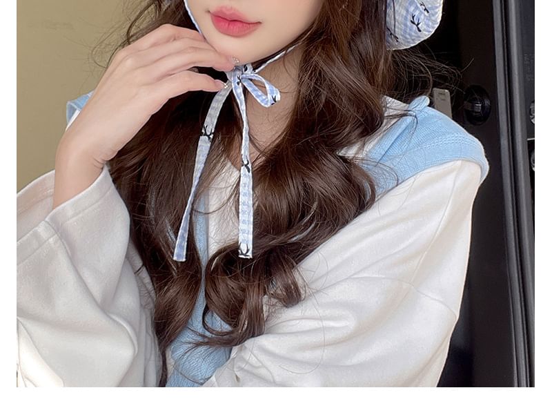 Bow Print Hat Plaid Bucket