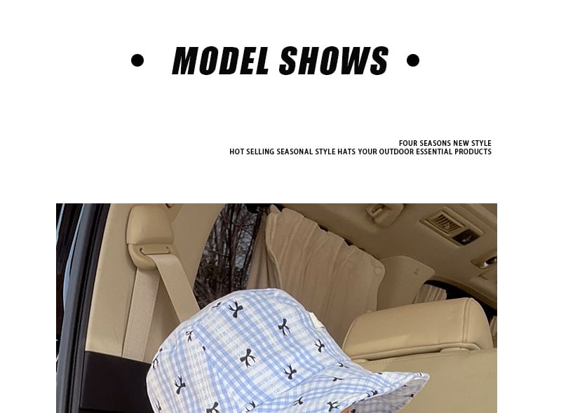 Bow Print Hat Plaid Bucket