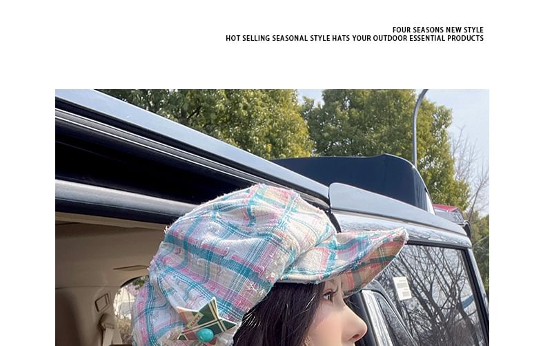 Plaid Newsboy Cap Star