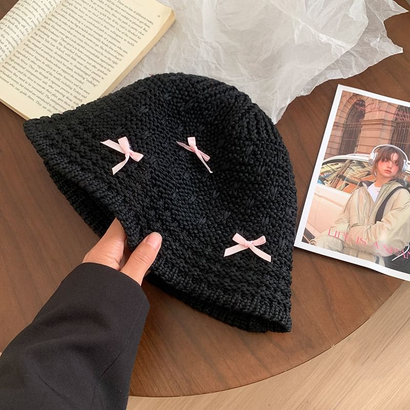 Cloche Hat Bow Woven
