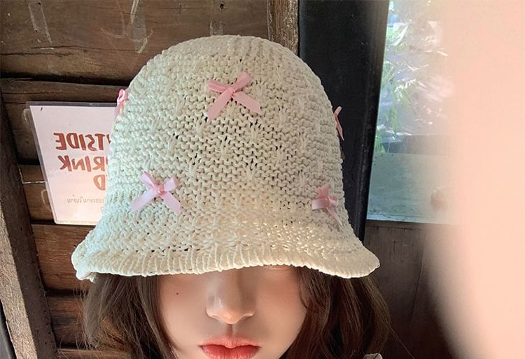 Cloche Hat Bow Woven