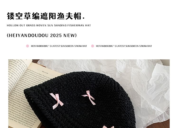Cloche Hat Bow Woven