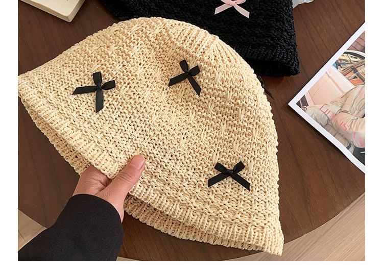 Cloche Hat Bow Woven