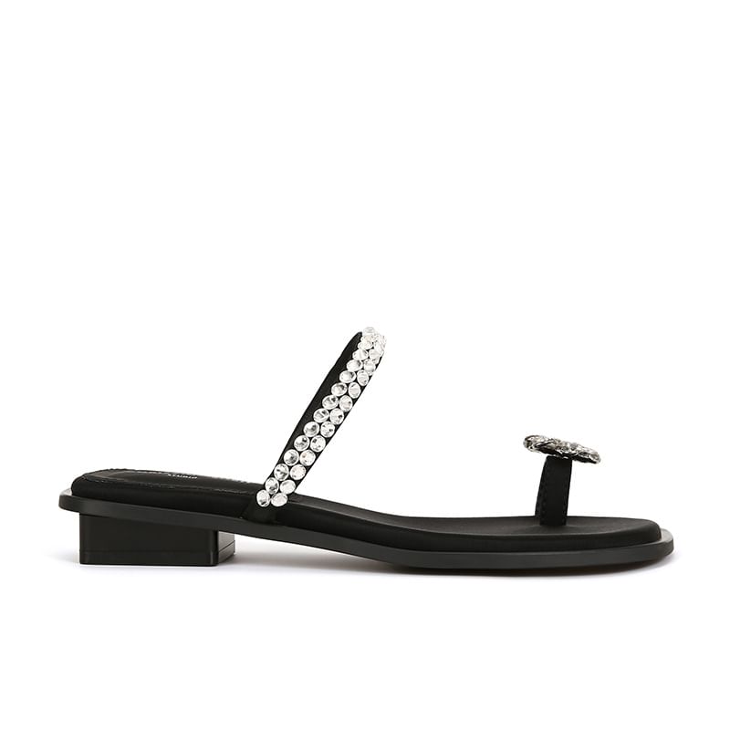 Sandals Loop Flower Rhinestone Toe