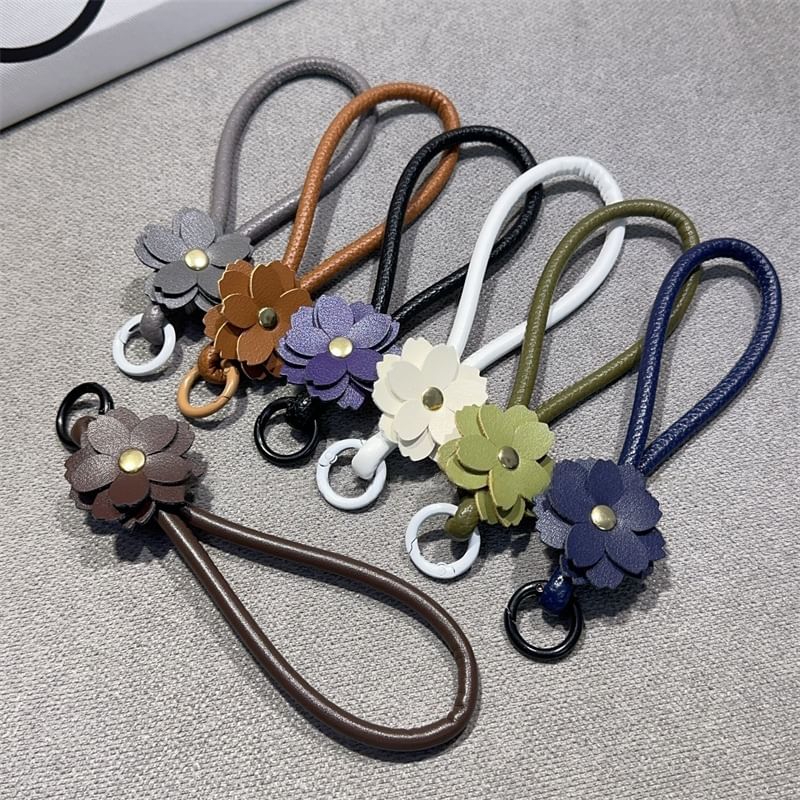 and Phone Leather with Strap Faux Pad Floral Lanyard