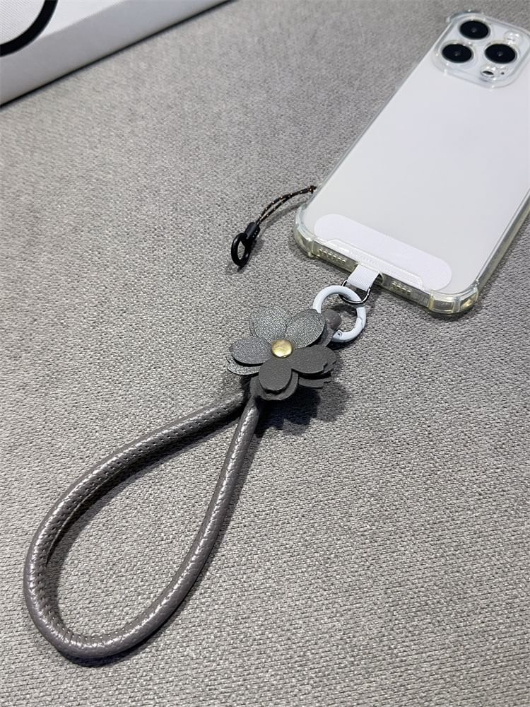 and Phone Leather with Strap Faux Pad Floral Lanyard