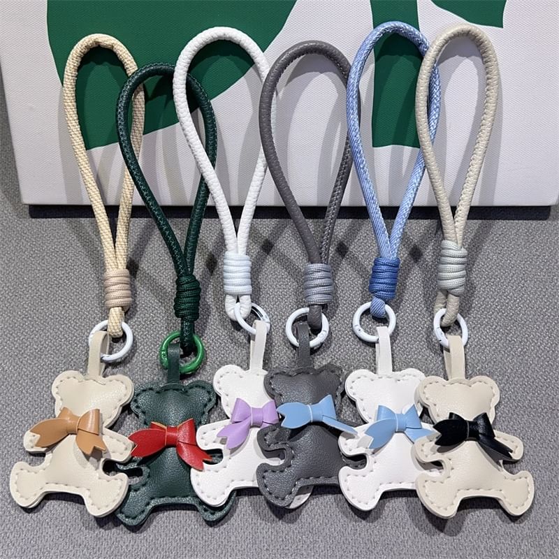 Bear Faux with Pad Strap Lanyard Phone and Leather