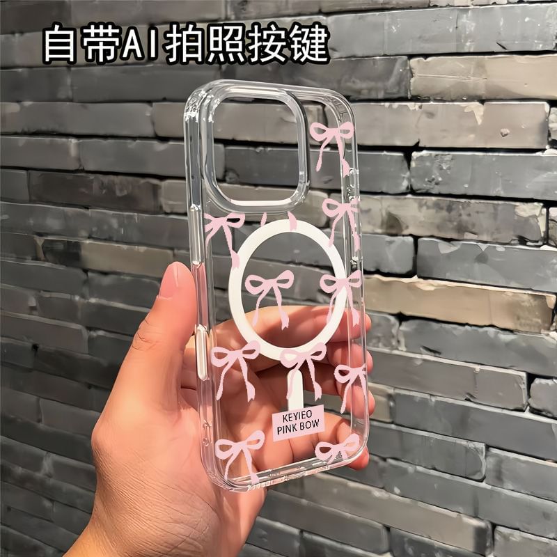Magnetic Phone with (Compatible MagSafe) Case Transparent Bow