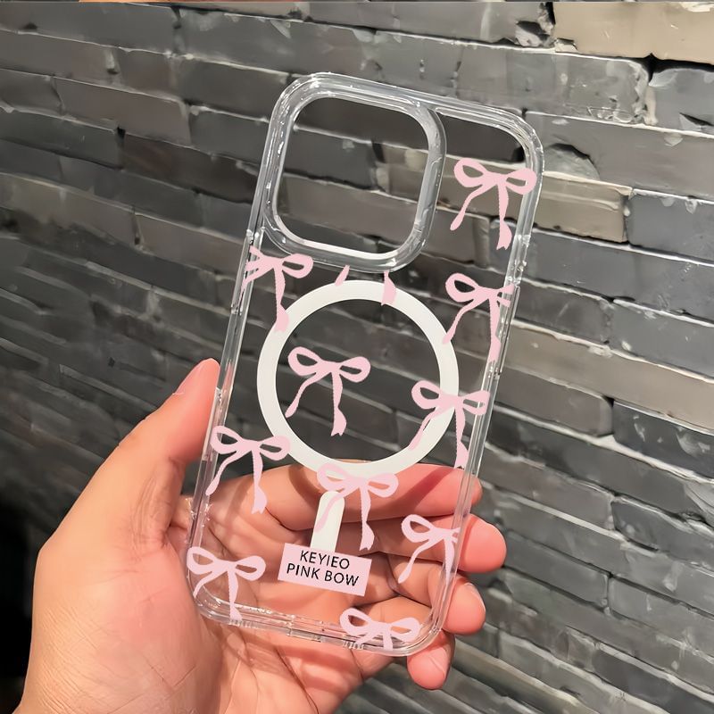 Magnetic Phone with (Compatible MagSafe) Case Transparent Bow