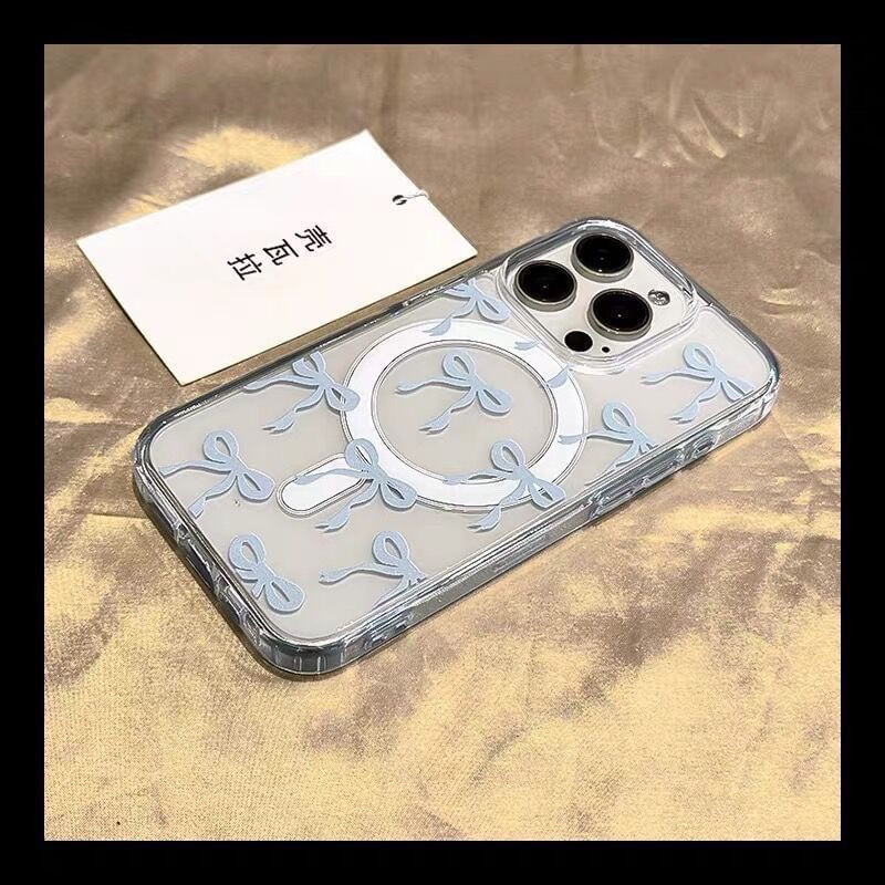 Magnetic Phone with (Compatible MagSafe) Case Transparent Bow