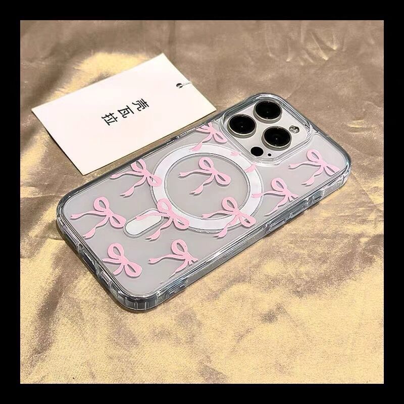 Magnetic Phone with (Compatible MagSafe) Case Transparent Bow
