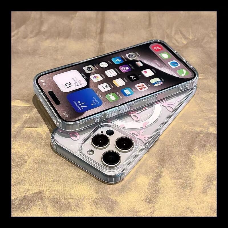 Magnetic Phone with (Compatible MagSafe) Case Transparent Bow