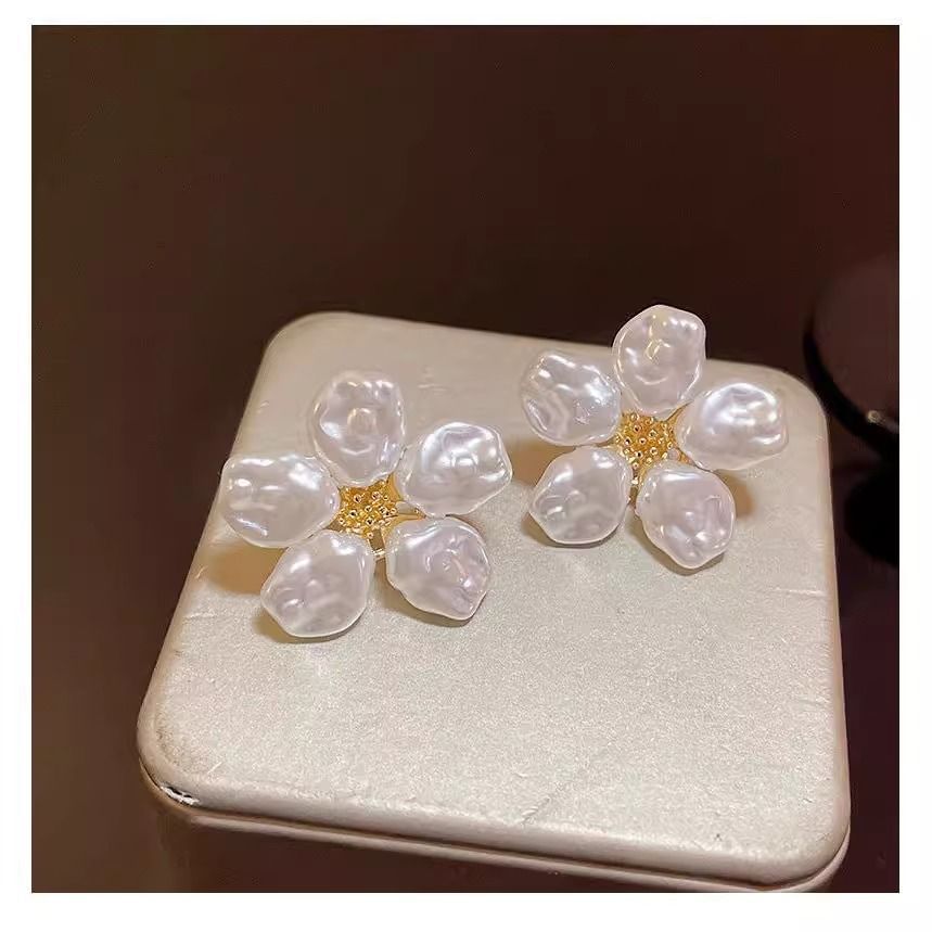 Faux Alloy Earring Statement Floral Pearl