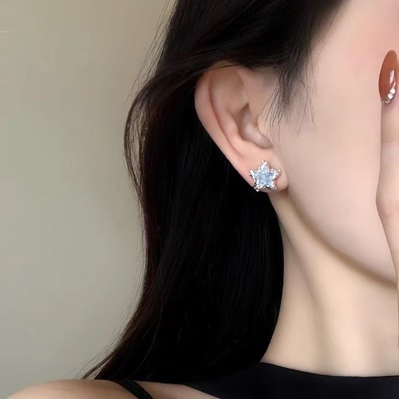 Alloy Crystal Stud Faux Star Earring