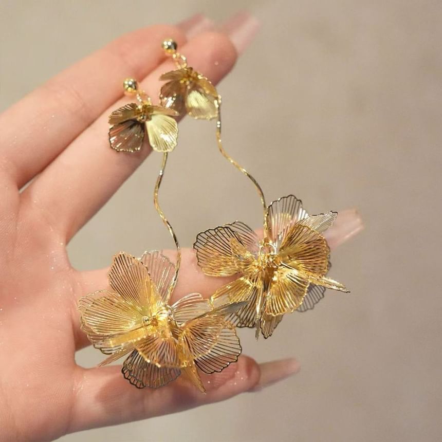 Dangle Petal Alloy Earring Butterfly