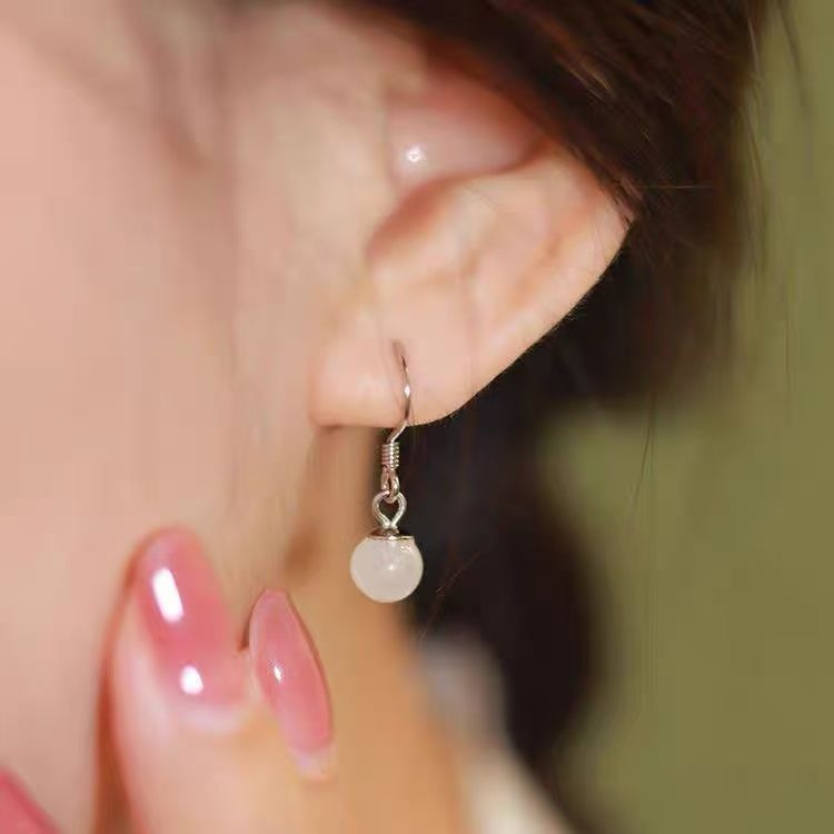 Cat Alloy Eye Earring Bead Faux Dangle Stone