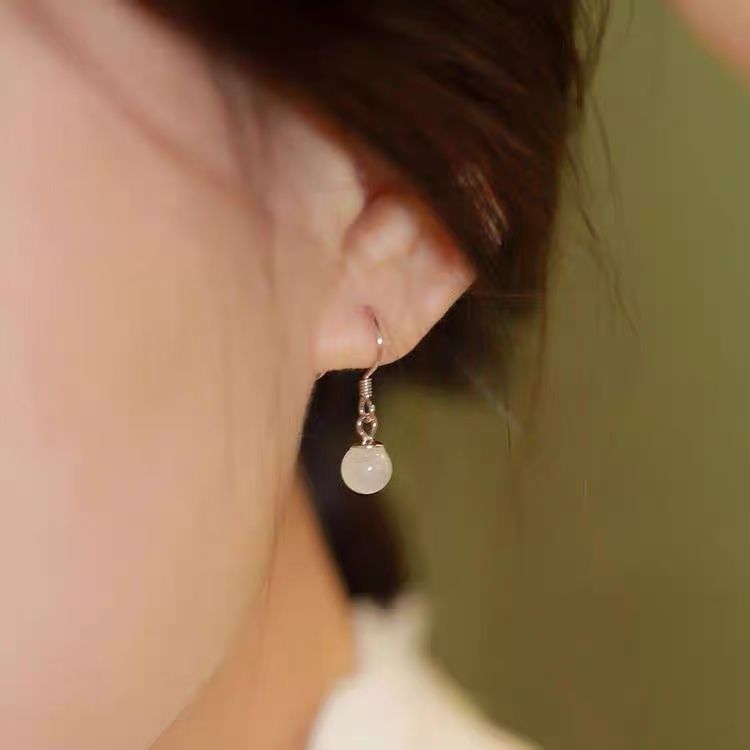 Cat Alloy Eye Earring Bead Faux Dangle Stone