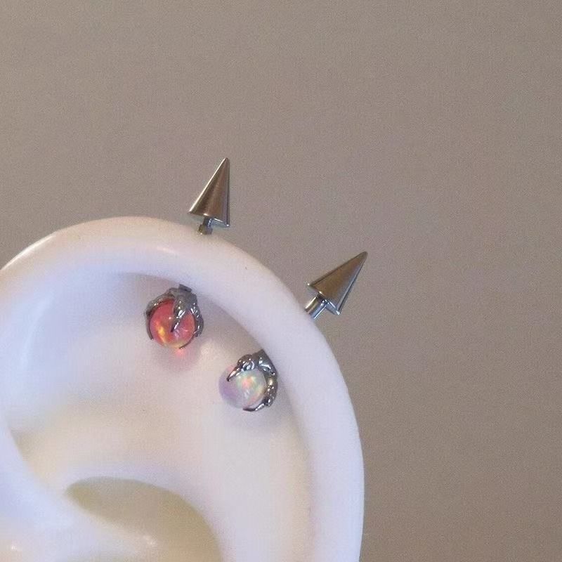 Claw Faux Alloy Gemstone Earring Through