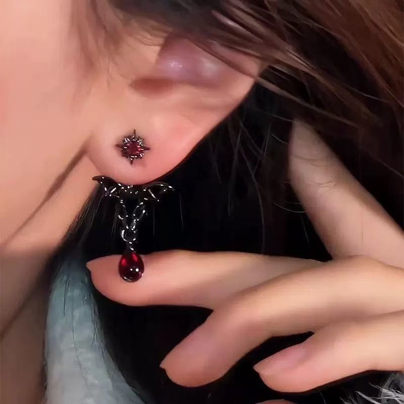 Bat Dangle Rhinestone Alloy Earring