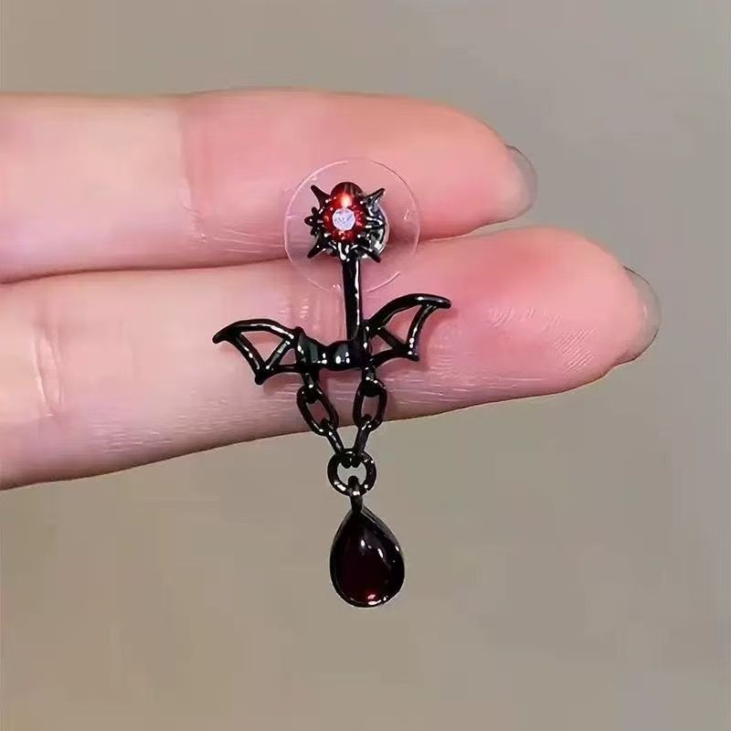 Bat Dangle Rhinestone Alloy Earring