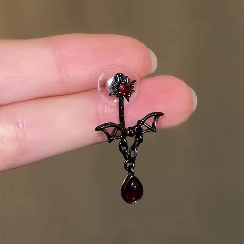 Bat Dangle Rhinestone Alloy Earring