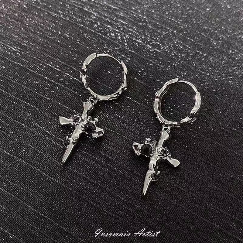 Drop Alloy Cross Earring