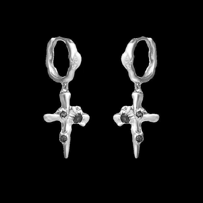 Drop Alloy Cross Earring